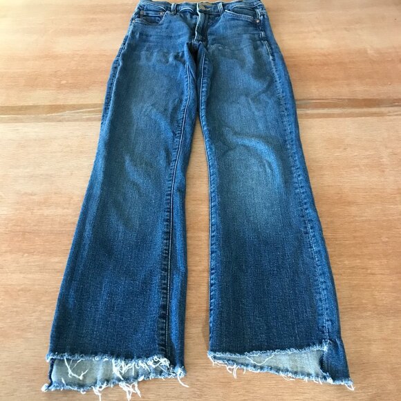 Mother Insider Crop Step Fray Jeans Women 26 Blue Mid Rise Medium Wash 17973 - Picture 1 of 13